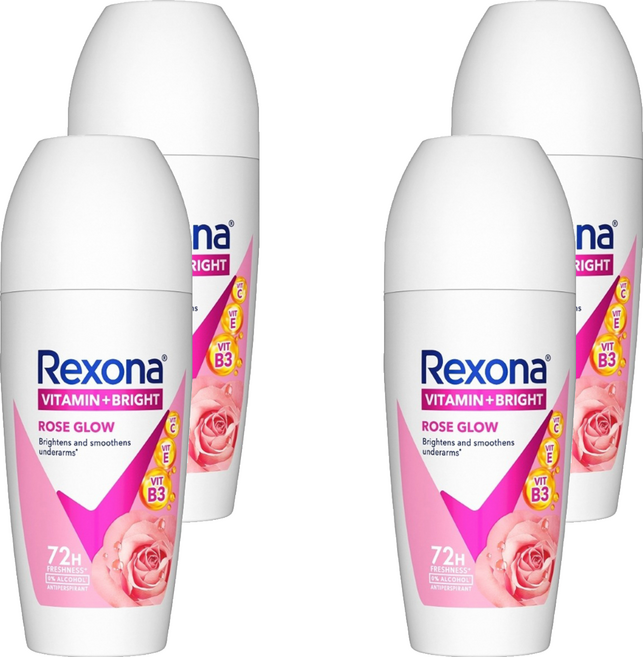 Rexona 蕊娜 制汗爽身香體露 完美透亮玫瑰, 45ml, 4瓶