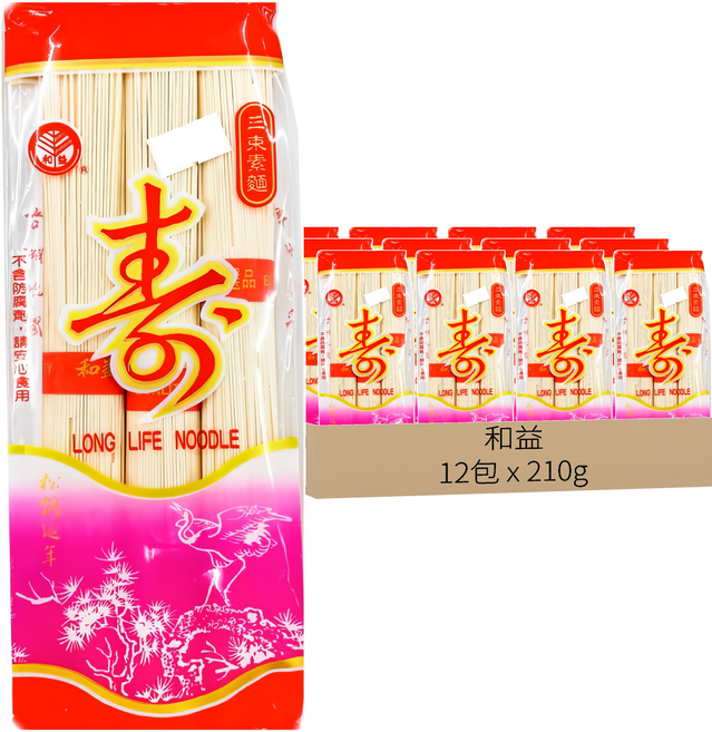和益 三束素麵, 210g, 12包