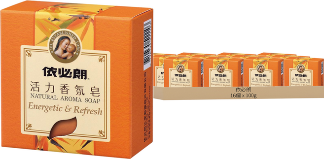 依必朗 活力香氛皂 玻尿酸保濕配方 植物萃取 無防腐劑和酒精 柑橘海洋調香氣, 100g, 16個