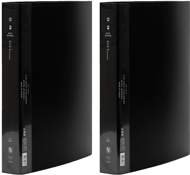 Lan CHYn 連勤牌文具 PP KU色系 圓型三孔夾 LC-5003K 1.5吋, 黑色, 2個