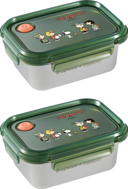 Corelle Brands 康寧餐具 Snapware SNOOPY 露營趣 不鏽鋼保鮮盒 820ml, 2個, 單件, 1個