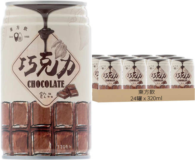 東方飲 巧克力飲品, 320ml, 24罐