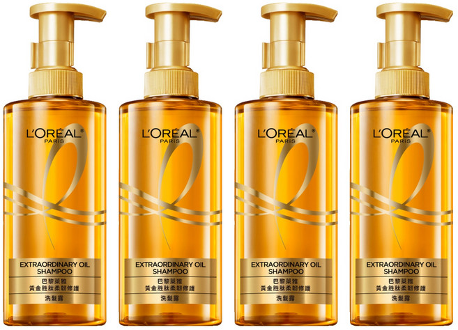 L'OREAL PARiS 巴黎萊雅 黃金胜肽柔韌修護洗髮露 滋養 逆轉乾枯受損髮質 72小時持久留香 48小時頭皮淨爽, 440ml, 4瓶