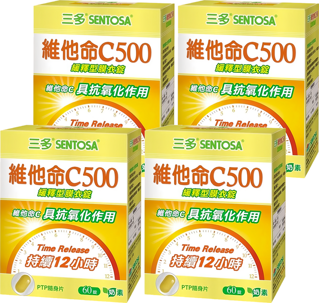 SENTOSA 三多 維他命C500緩釋型膜衣錠, 60錠, 0.76g, 4盒