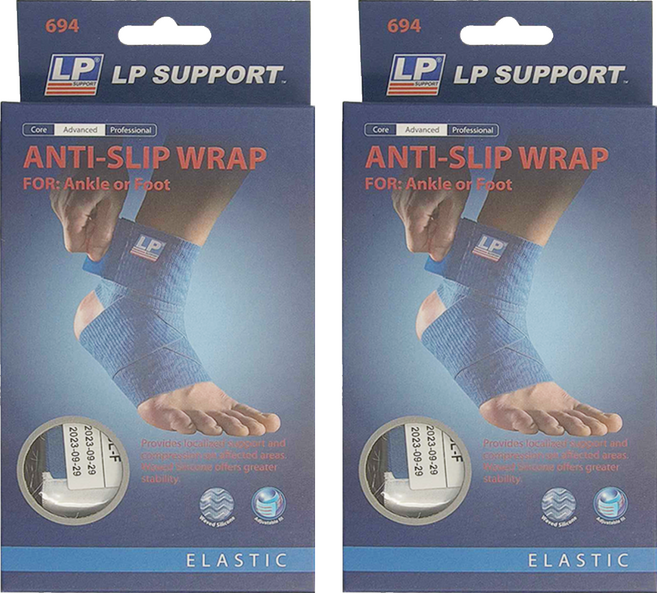 LP SUPPORT MAXWRAP 踝部矽膠彈性繃帶 694, 藍色, 2盒