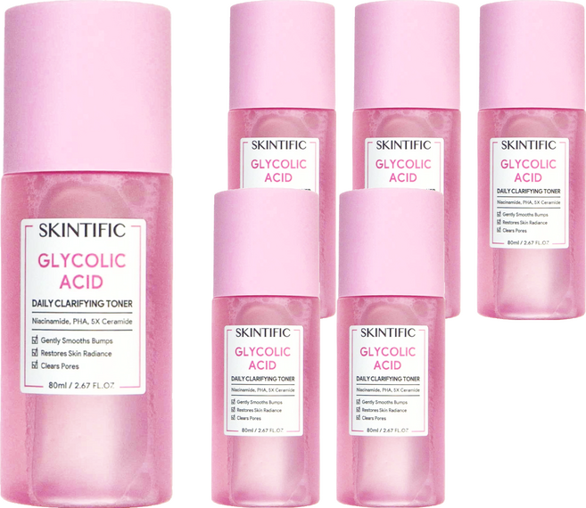 SKINTIFIC 乙醇酸日常化妝水, 80ml, 6瓶