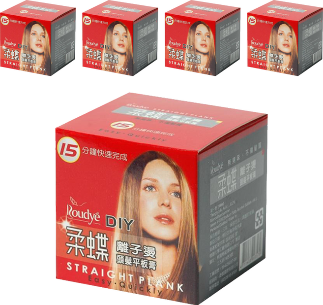 Roudye 柔蝶 DIY離子燙平板膏 15分鐘快速完成 無臭味不傷髮質, 180ml, 5罐