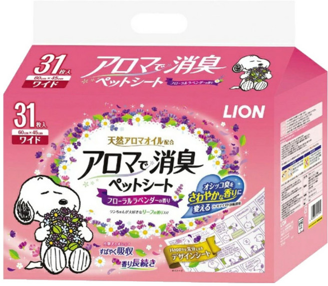LION 獅王 狗狗消臭尿墊 天然精油配方 60cm x 45cm, 31片, 1包