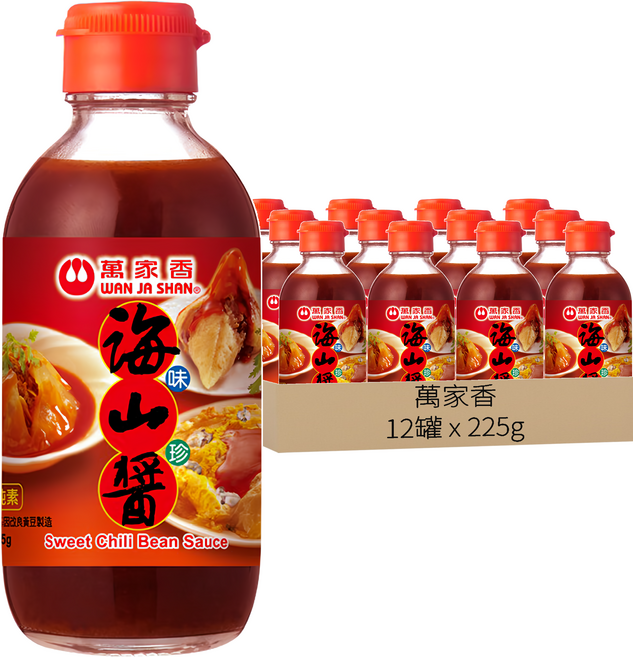 萬家香 海山醬 非基因改造黃豆製成 古早美味, 225g, 12瓶