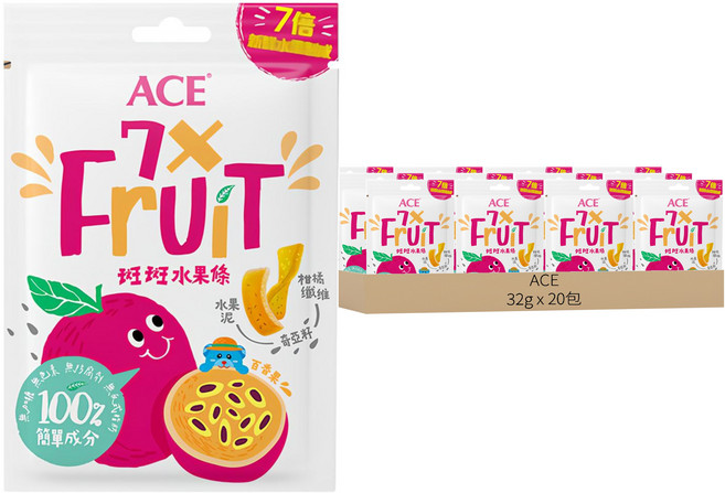 ACE 班班水果條 百香果 + 奇亞籽, 32g, 20袋