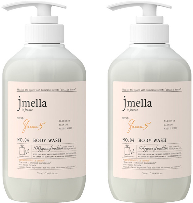 jmella 法式漫舞香水沐浴乳 No.04 Queen5 乙醛+茉莉+白麝香, 500ml, 2瓶