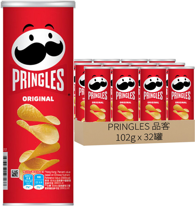 PRINGLES 品客 洋芋片 原味, 102g, 32罐