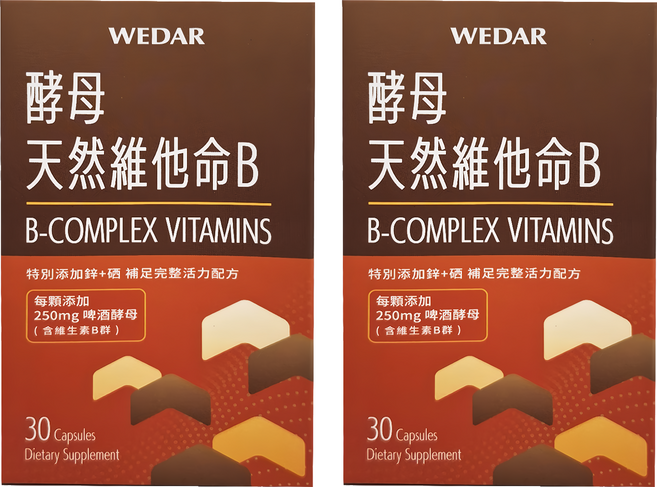 WEDAR 薇達 酵母天然維他命B, 18g, 30顆, 2盒