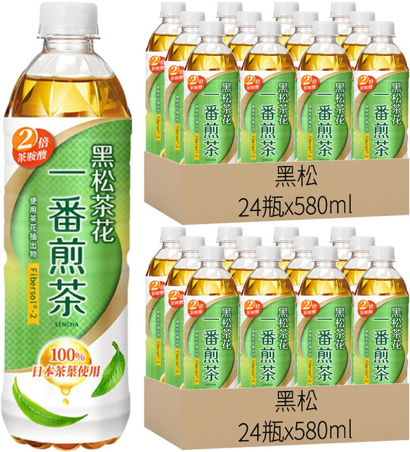 黑松茶花 一番煎茶, 580ml, 48瓶