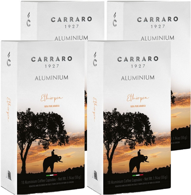 CARRARO 衣索比亞 ETHIOPIA 咖啡膠囊 適用Nespresso Original 膠囊咖啡機, 5.5g, 10個, 4盒