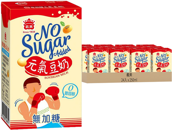 義美 元氣無糖豆奶, 250ml, 24入