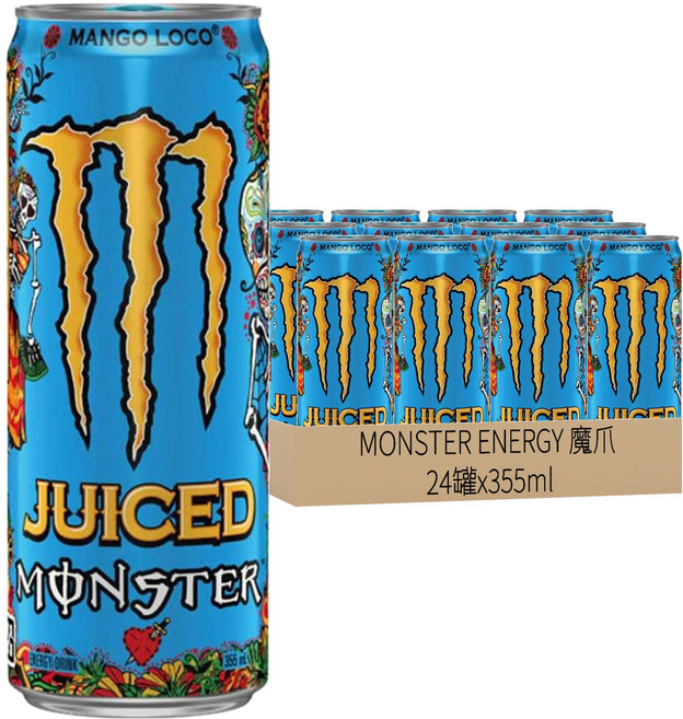 MONSTER ENERGY 魔爪 芒果狂歡碳酸能量飲料, 355ml, 24罐