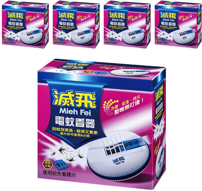 滅飛 紙片型電蚊香器 含電蚊香片 3片, 2.475g, 5盒
