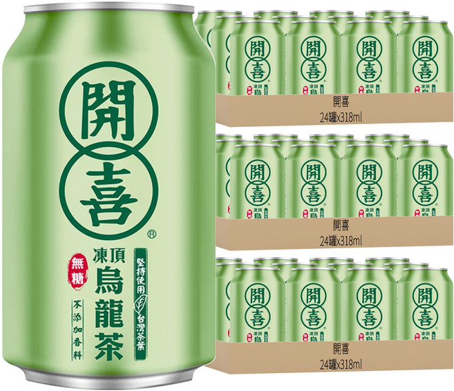 開喜 凍頂烏龍茶 無糖, 318ml, 72罐