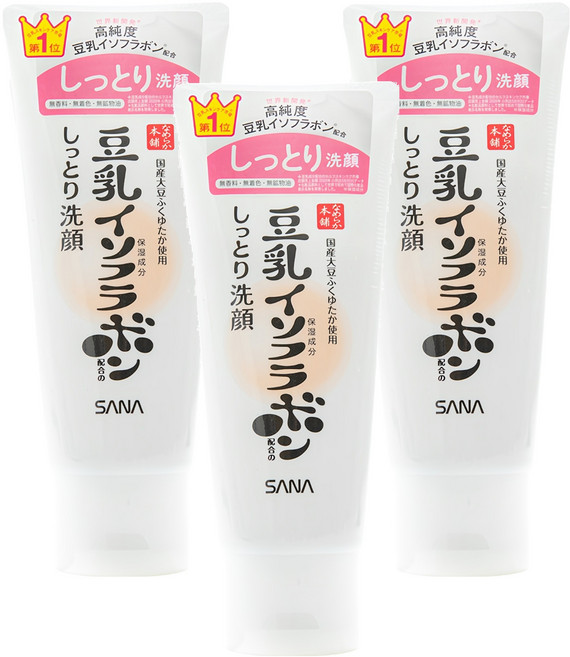 SANA 莎娜 豆乳美肌 洗面乳 濃潤, 150g, 3條
