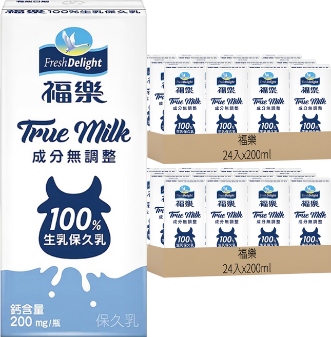 福樂 100%生乳保久乳, 48入, 200ml