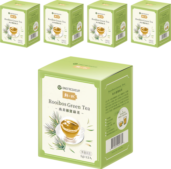 鮮一杯 南非國寶綠茶 無咖啡因 5g x 12入, 5盒