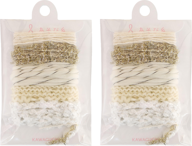 kawaguchi tk15-426迷你編織器用線, 白色 + 淡黃色 + 金色, 2入