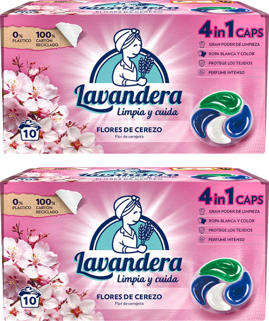 La Antigua Lavandera 4合1洗衣球 櫻花, 10顆, 2盒