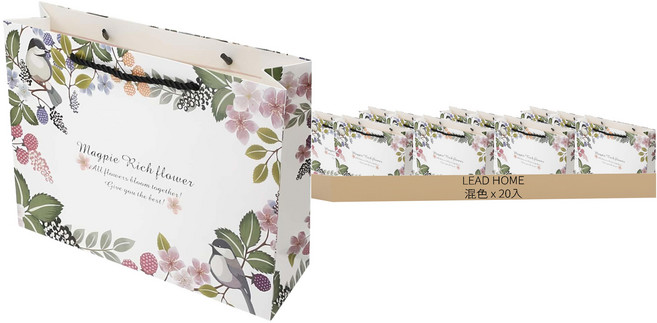 Lead home 可愛花卉塗層購物袋, 可愛花卉, 20個