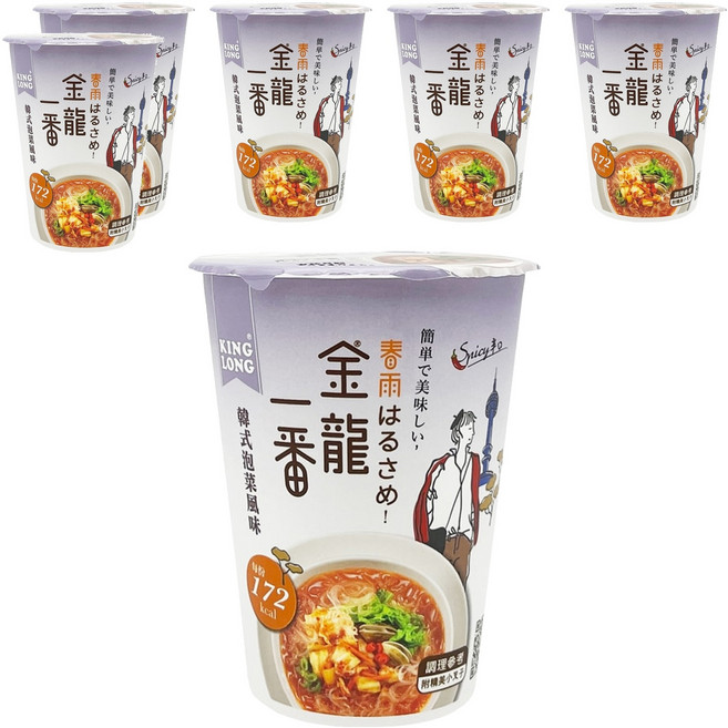 金龍一番 韓式泡菜杯冬粉 35.5g, 6入