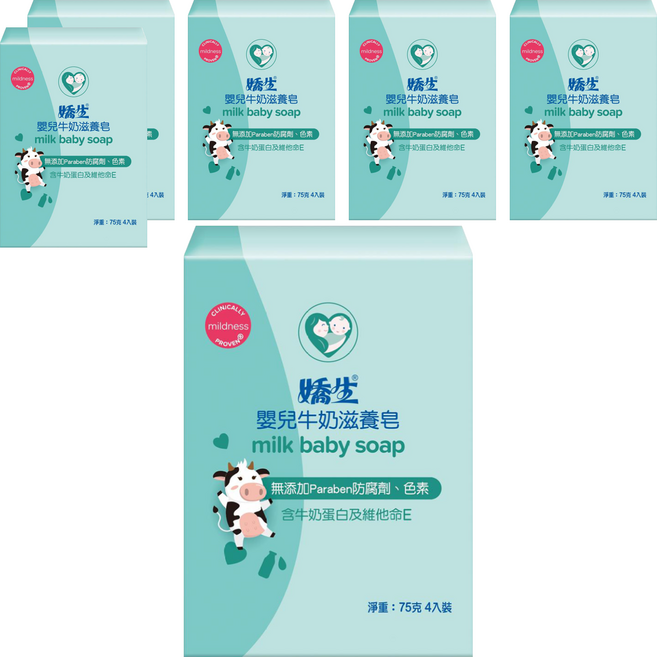 Johnson's 嬌生 台灣公司貨 嬰兒牛奶滋養皂 4個, 300g, 6盒