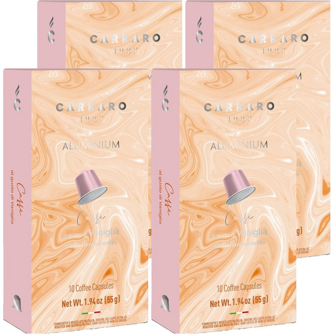 CARRARO 香草風味 VANILLA FLAVORED COFFEE 咖啡膠囊 適用Nespresso Original 膠囊咖啡機, 5.5g, 10個, 4盒