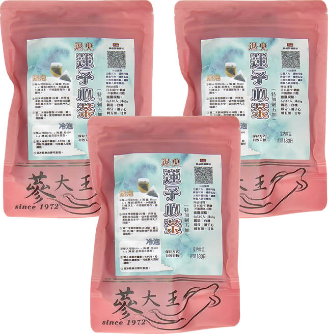 蔘大王 退火蓮子心茶包, 6g, 10包, 3袋