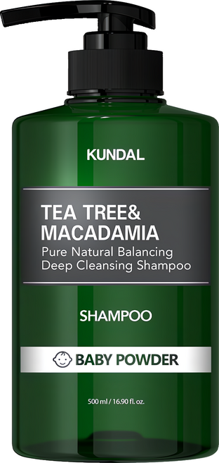 KUNDAL 昆黛爾 茶樹&澳洲堅果控油洗髮精 Baby Powder, 500ml, 1瓶