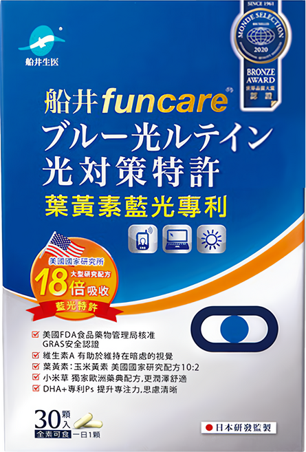 funcare 船井生醫 葉黃素膠囊, 30顆, 9g, 1盒