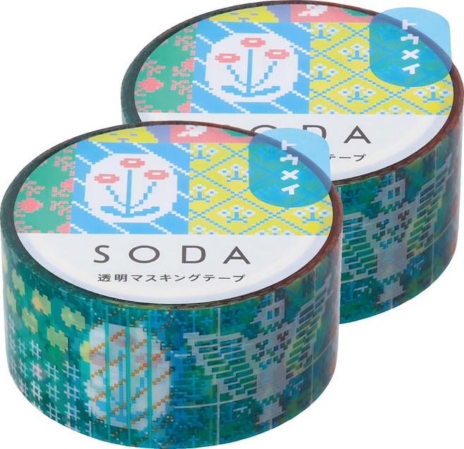 KING JIM HITOTOKI SODA 透明PET卷狀膠帶 20mm x 4m, 復古, 2捲