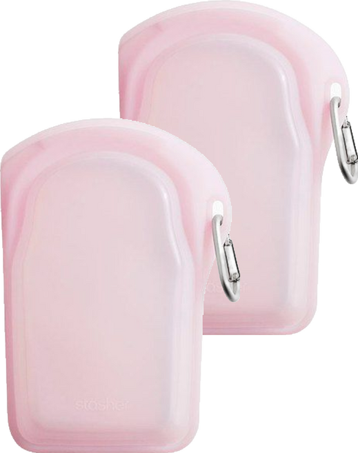 stasher GO 隨行矽膠密封袋, 12.7 x 21.59 x 3.81cm, 粉紅色, 1入, 2個