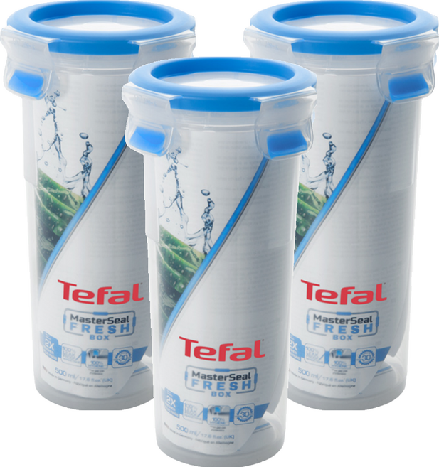 Tefal 特福 MasterSeal PP保鮮盒 圓型 K3022912, 水杯 + 蓋子, 3個