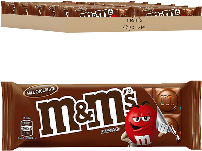 m&m's 精選片裝牛奶糖衣巧克力, 46g, 12包