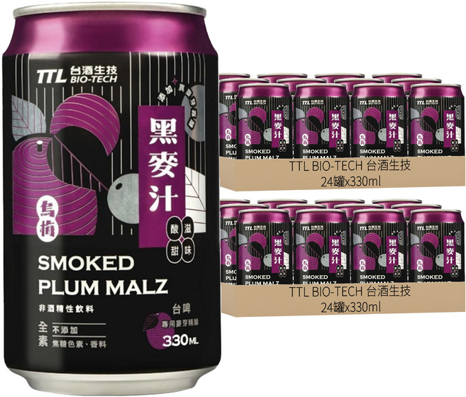 TTL BIO-TECH 台酒生技 烏梅黑麥汁, 330ml, 48罐