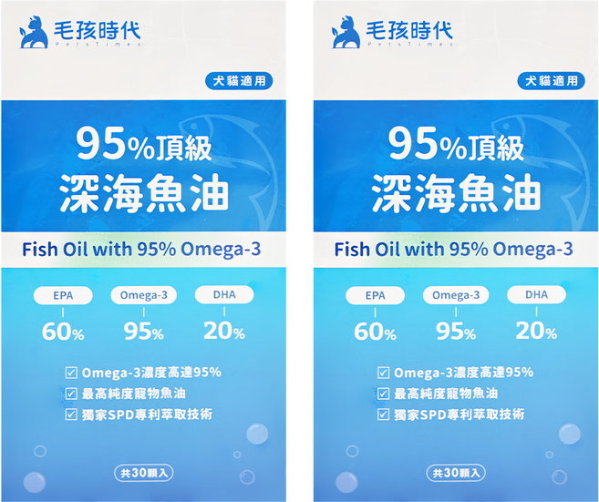 PetsTimes 毛孩時代 95%頂級深海魚油, 30顆, 21g, 心血管保健, 2盒