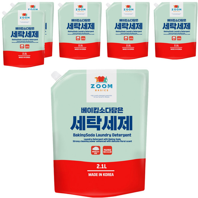 ZOOM 小蘇打洗衣精補充包, 2.1L, 6包