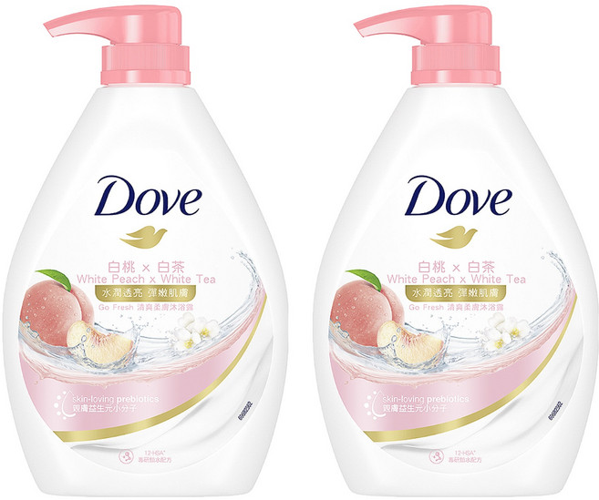 Dove 多芬 桃悅水透沐浴乳 白桃 + 白茶, 900g, 2瓶