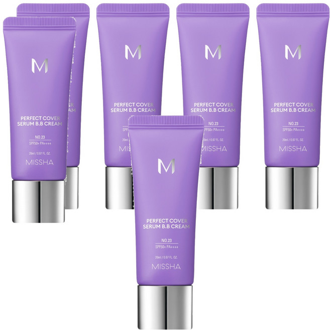 MISSHA 台灣公司貨 完美遮瑕BB霜 SPF50+ PA++++, NO.23 自然色, 20ml, 6條