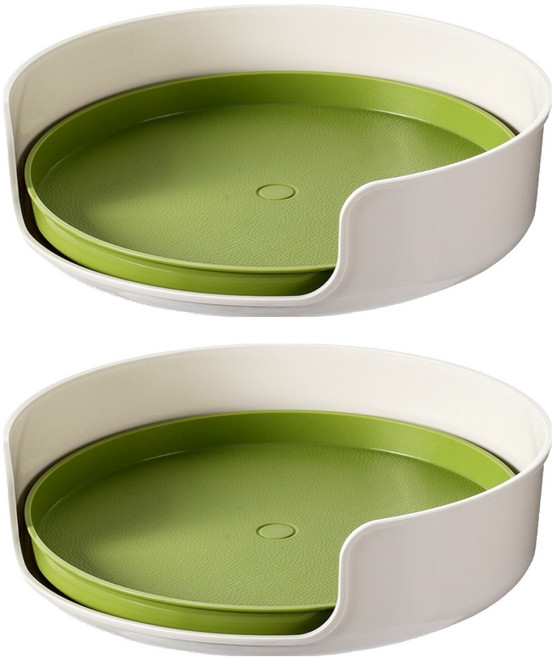 FaSoLa 日本多用途 360度旋轉盤 直徑27.8cm, 綠色 + 白色, 2個