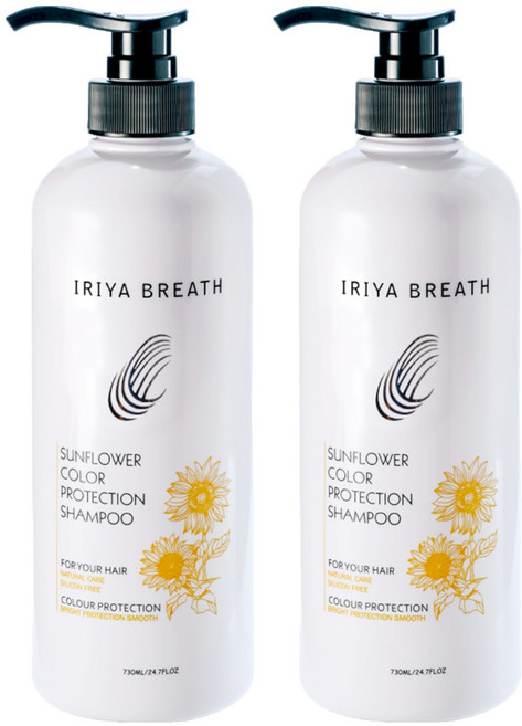IRIYA BREATH 伊麗雅 向日葵護色洗髮精 730ml 染後護色、無矽靈、植物氨基酸蛋白修護, 2瓶