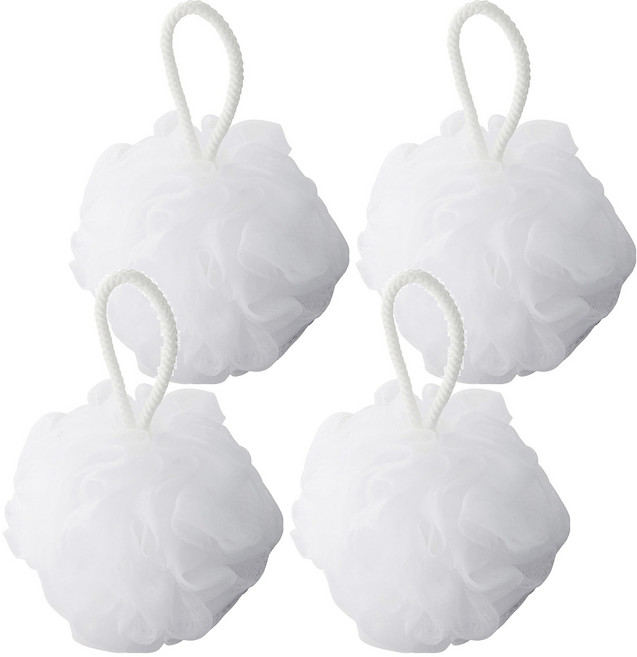 MUJI 無印良品 泡立網浴球 大, 白色, 1入, 4個