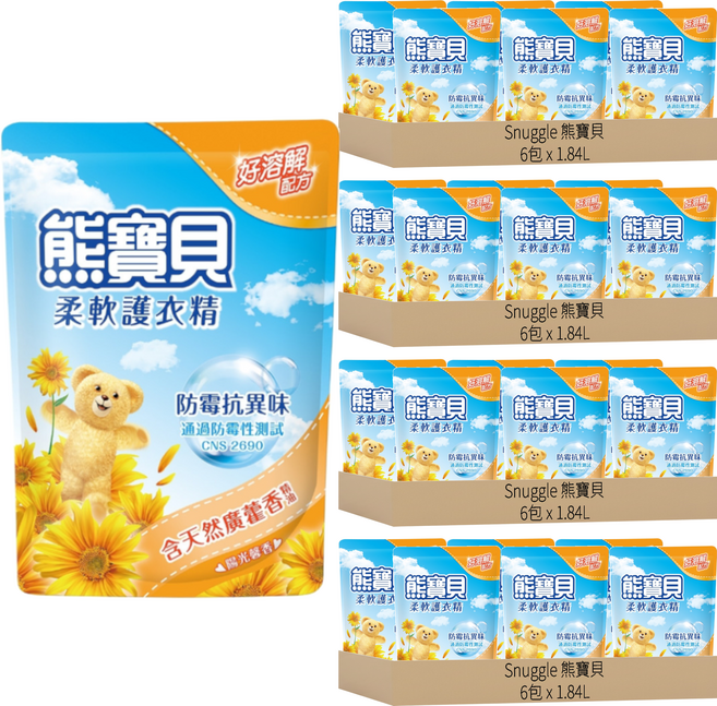 Snuggle 熊寶貝 柔軟護衣精補充包, 1.84L, 24包