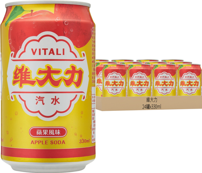 維大力 蘋果風味汽水, 330ml, 24罐