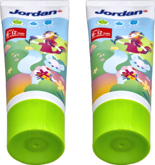 Jordan 青蘋果味兒童牙膏 6~12歲, 75g, 2條